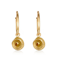 Load image into Gallery viewer, Paradiso Shell Swirl Pendant Hoop Earrings with Hinged Creole Hoops