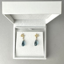 Load image into Gallery viewer, Willow Twig Drop Earrings in Solid 18 Carat Gold with London Blue Topaz