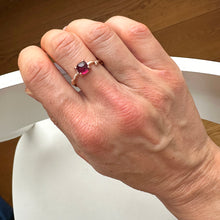 Load image into Gallery viewer, Cherry Twig Ring with Square Cushion Rhodolite Garnet