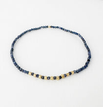Load image into Gallery viewer, Gemstone Beaded Bracelet with 10 Solid Gold Nugget Beads and blue sapphire
