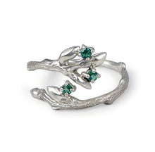 Load image into Gallery viewer, Willow Crossover Ring with Emeralds
