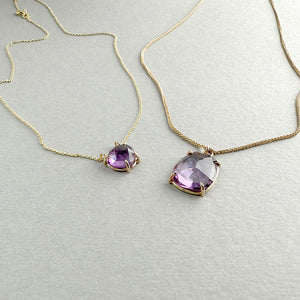 Rose Cut Pendant Necklace with Amethyst in Yellow Gold