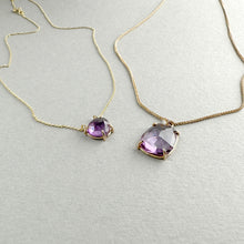 Load image into Gallery viewer, Rose Cut Slider Necklace with Amethyst in Yellow Gold