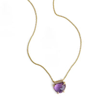 Load image into Gallery viewer, Rose Cut Slider Necklace with Amethyst in Yellow Gold