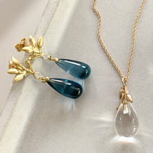 Load image into Gallery viewer, Willow Twig Drop Earrings in Solid 18 Carat Gold with London Blue Topaz
