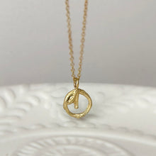 Load image into Gallery viewer, Willow Twig Necklace with Circle Charm with wood texture and bud drop
