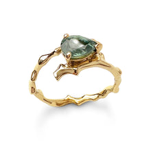 Load image into Gallery viewer, Twig Engagement Ring in 14 Carat Gold and Pear Cut Teal Sapphire
