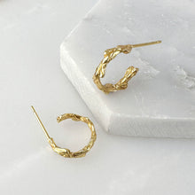 Load image into Gallery viewer, Conifer Leaf Hoop Earrings