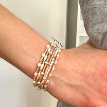 Load image into Gallery viewer, Stretch Bracelet Small Oval Freshwater Pearls with Metallic Nugget Beads