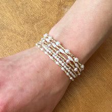 Load image into Gallery viewer, Stretch Bracelet Small Oval Freshwater Pearls with Metallic Nugget Beads
