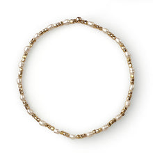 Load image into Gallery viewer, Stretch Bracelet Small Oval Freshwater Pearls with Metallic Nugget Beads