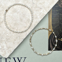 Load image into Gallery viewer, Stretch Bracelet with Small Oval Pearls and Metallic Nugget Beads