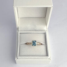Load image into Gallery viewer, Hebe Twig Ring with Radiant Cut Blue Zircon