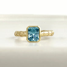 Load image into Gallery viewer, Hebe Twig Ring with Radiant Cut Blue Zircon