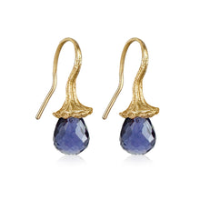 Load image into Gallery viewer, Marigold Twig Drop Earrigns with Iolite Drops
