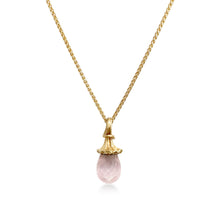 Load image into Gallery viewer, Marigold Twig Drop Necklace with Rose Quartz Drop