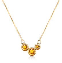 Load image into Gallery viewer, Molten Gold Necklace - Trio of Golden Orbs Set with Birthstones