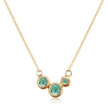 Load image into Gallery viewer, Molten Gold Necklace - Trio of Golden Orbs Set with Birthstones
