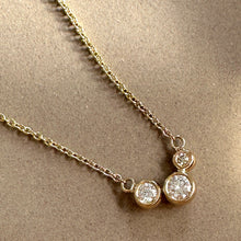 Load image into Gallery viewer, Molten Gold Necklace - Trio of Golden Orbs Set with Diamonds