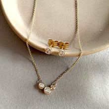 Load image into Gallery viewer, Molten Gold Necklace - Trio of Golden Orbs Set with Birthstones
