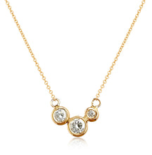 Load image into Gallery viewer, Molten Gold Necklace - Trio of Golden Orbs Set with Diamonds