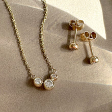 Load image into Gallery viewer, Molten Gold Necklace - Trio of Golden Orbs Set with Diamonds