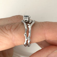 Load image into Gallery viewer, Cherry Twig Engagement and Wedding Ring Set in Platinum with Montana Sapphire and Canadamark Diamonds
