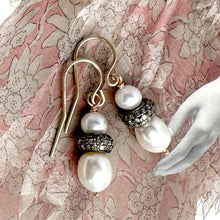 Load image into Gallery viewer, Freshwater Pearl and Diamond Statement Earrings