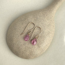 Load image into Gallery viewer, Drop Earrings in 9 carat gold with smooth sapphire drops