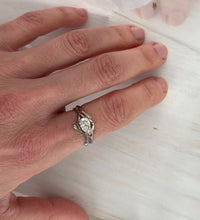 Load and play video in Gallery viewer, Willow Twig Engagement Ring in 18 carat Gold with Pear Cut Lab Grown Diamond