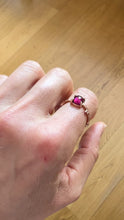 Load and play video in Gallery viewer, Cherry Twig Ring with Square Cushion Rhodolite Garnet