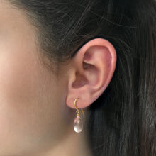 Load image into Gallery viewer, Drop Earrings in 9 carat gold with Micro Faceted Rose Quartz