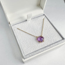 Load image into Gallery viewer, Rose Cut Slider Necklace with Amethyst in Yellow Gold
