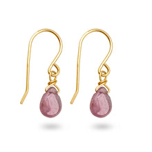 Load image into Gallery viewer, Drop Earrings in 9 carat gold with smooth sapphire drops