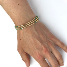 Load image into Gallery viewer, Gemstone Beaded Bracelet Stack of 3 with Green Agate and Metallic Beads