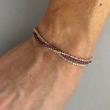 Load image into Gallery viewer, Gemstone Beaded Bracelet with 3 Solid Gold Nugget Beads