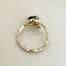Load image into Gallery viewer, Twig Engagement Ring in 14 Carat Gold and Pear Cut Teal Sapphire