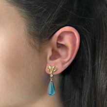 Load image into Gallery viewer, Willow Twig Drop Earrings in Solid 18 Carat Gold with London Blue Topaz
