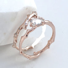 Load image into Gallery viewer, Twig Overlapping Band Ring in 9 carat gold with diamonds