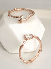 Load image into Gallery viewer, Twig Overlapping Band Ring in 9 carat gold with diamonds