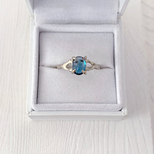 Load image into Gallery viewer, Twig Ring with London Blue Topaz Oval Cabochon in 14 carat Gold
