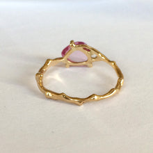Load image into Gallery viewer, Twig Ring in solid gold with rose cut pink Ceylon sapphire