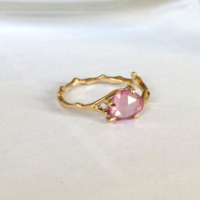 Load image into Gallery viewer, Twig Ring in solid gold with rose cut pink Ceylon sapphire