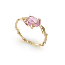 Load image into Gallery viewer, Twig Ring in solid gold with rose cut pink Ceylon sapphire