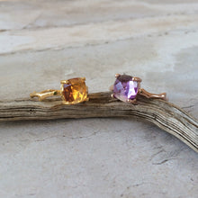 Load image into Gallery viewer, Twig Statement Ring with Square Cushion Cut Citrine or Amethyst