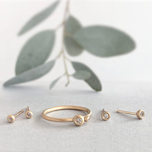 Load image into Gallery viewer, Molten Gold Tiny Stud Earrings with Diamonds