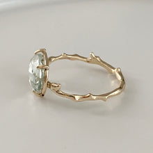 Load image into Gallery viewer, Twig Statement Ring with Unique Rose Cut Green Amethyst