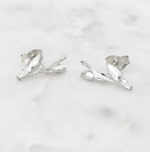Load image into Gallery viewer, Willow Twig ear studs with buds and woodgrain texture