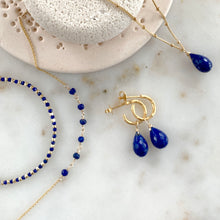Load image into Gallery viewer, Pendant Necklace with Lapis Lazuli Briolette on Satellite Chain
