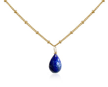 Load image into Gallery viewer, Pendant Necklace with Lapis Lazuli Briolette on Satellite Chain